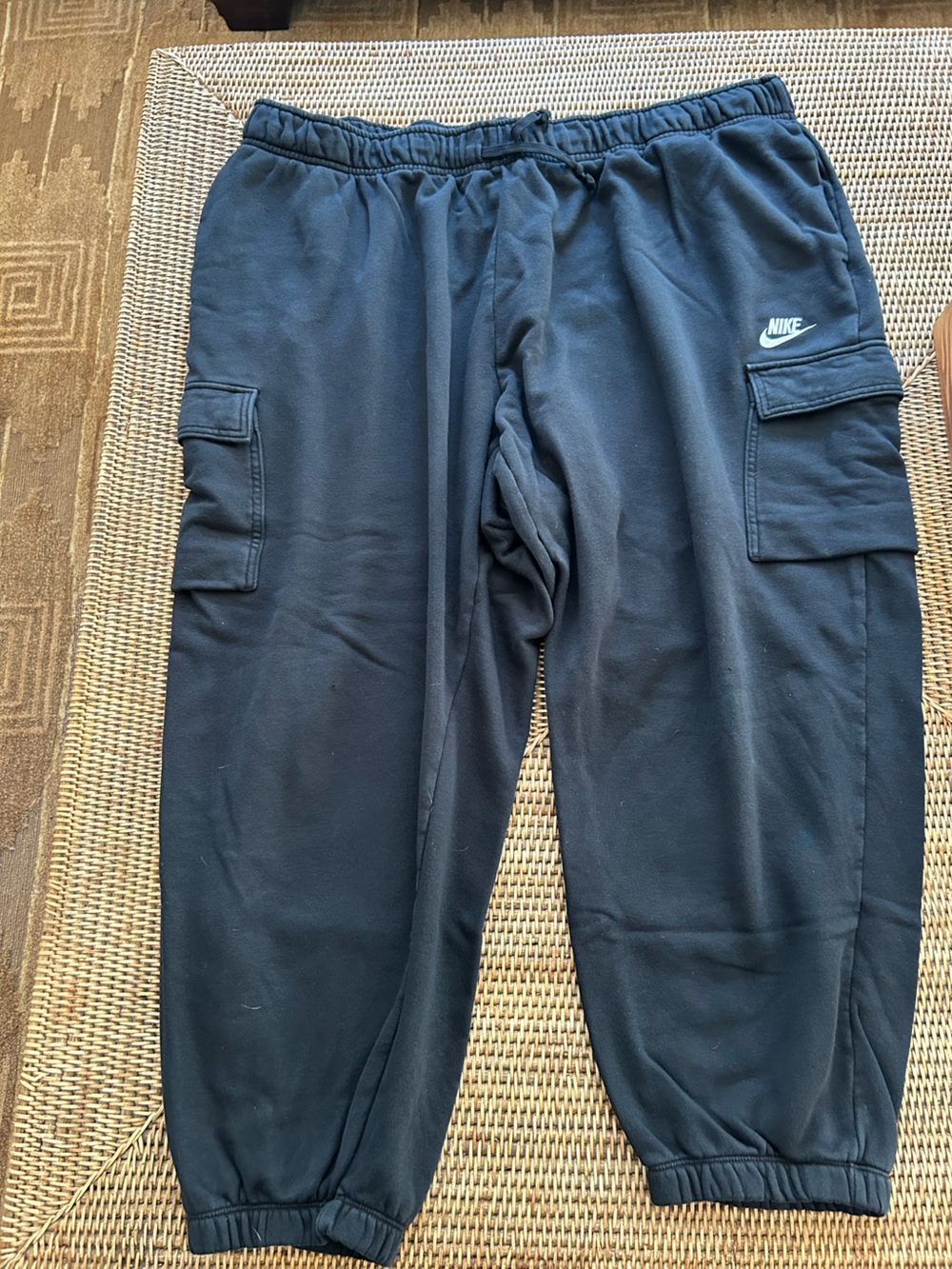 Nike Black Cargo Track Joggers with White Swoosh